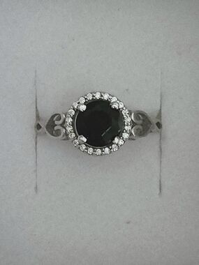 Custom Made 2CT Black Lab Diamond And White Gold Plated Ring